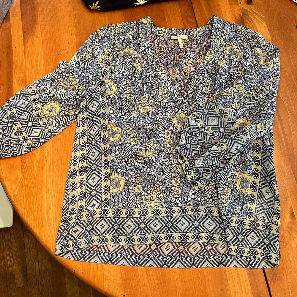 Joie 3/4 Sleeve Multi-Print Floral Blouse
